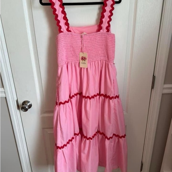 Hot Pink & Red Ric Rac Midi Dress - Picture 3 of 3